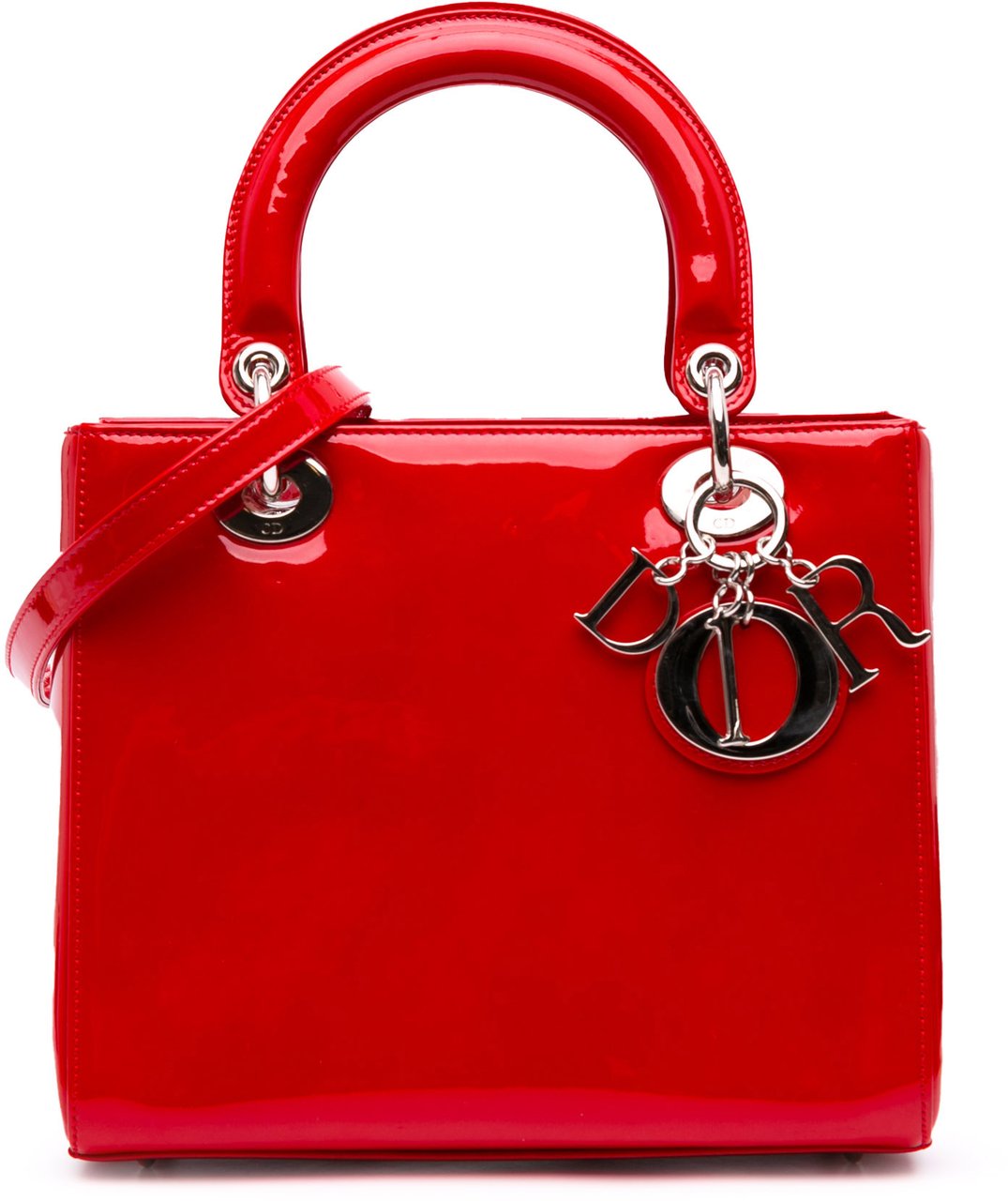 Dior Medium Patent Lady Dior Rood