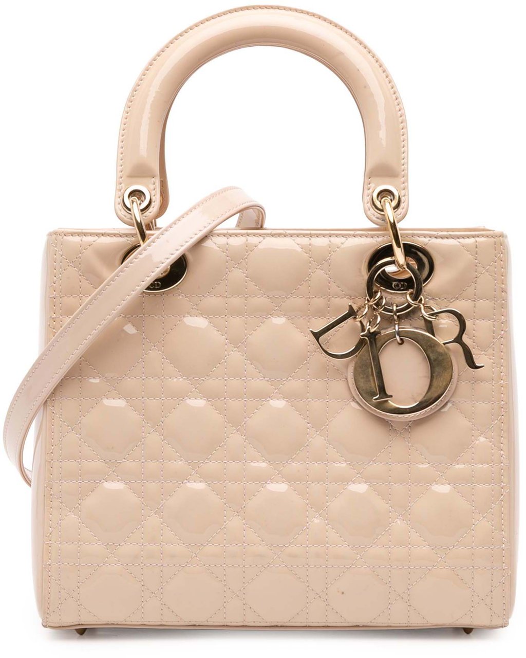 Dior Medium Patent Cannage Lady Dior Bruin