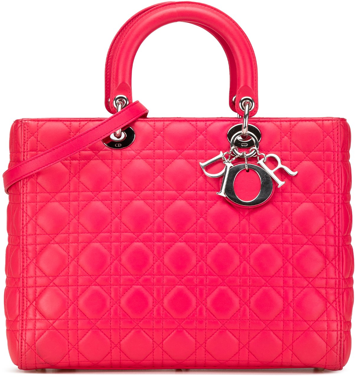 Dior Large Lambskin Cannage Lady Dior Roze