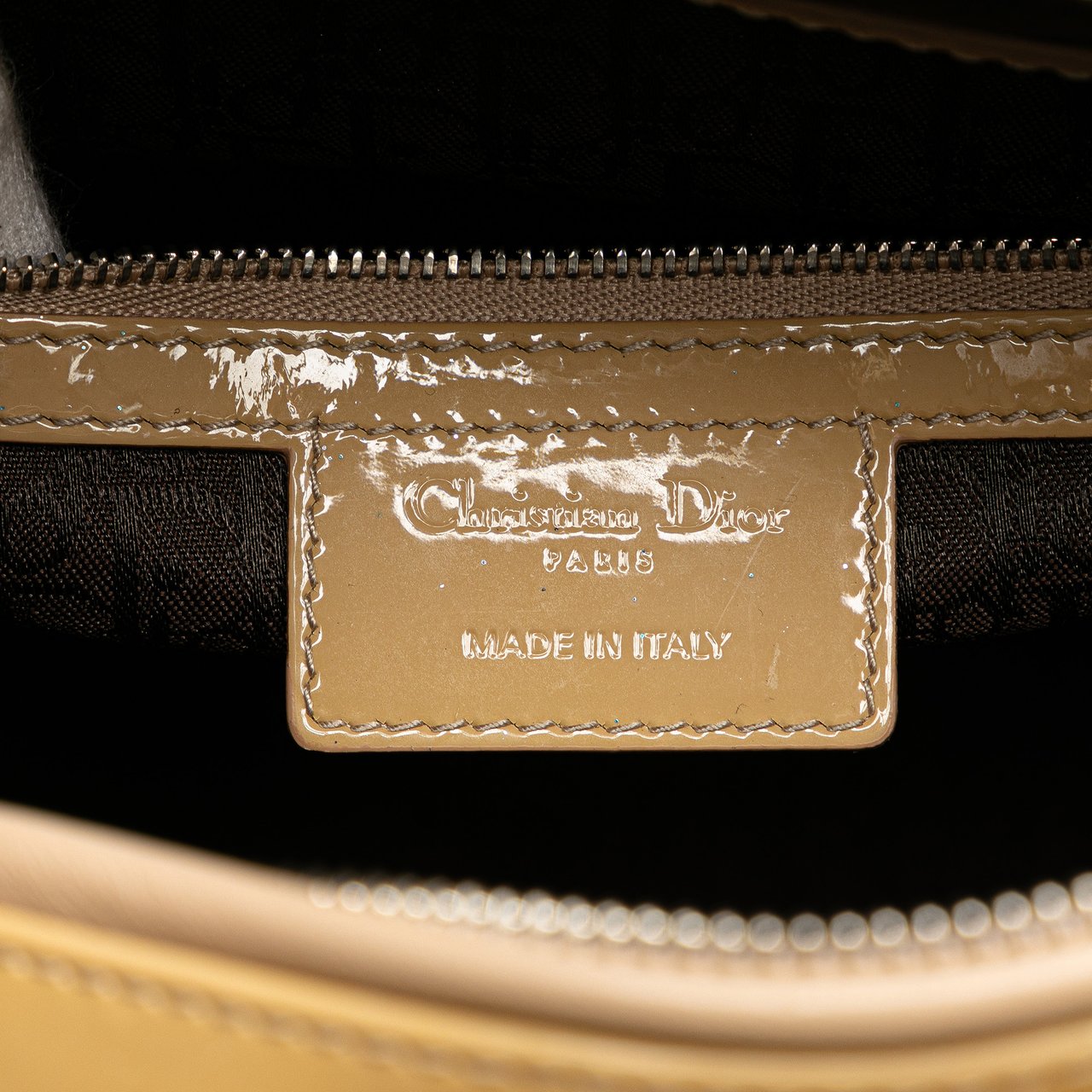 Dior Large Patent Cannage Lady Dior Bruin