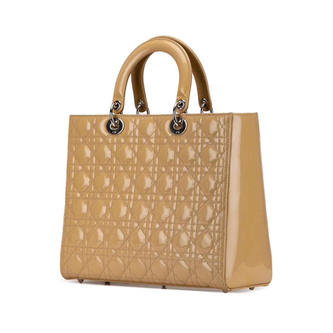 Dior Large Patent Cannage Lady Dior Bruin