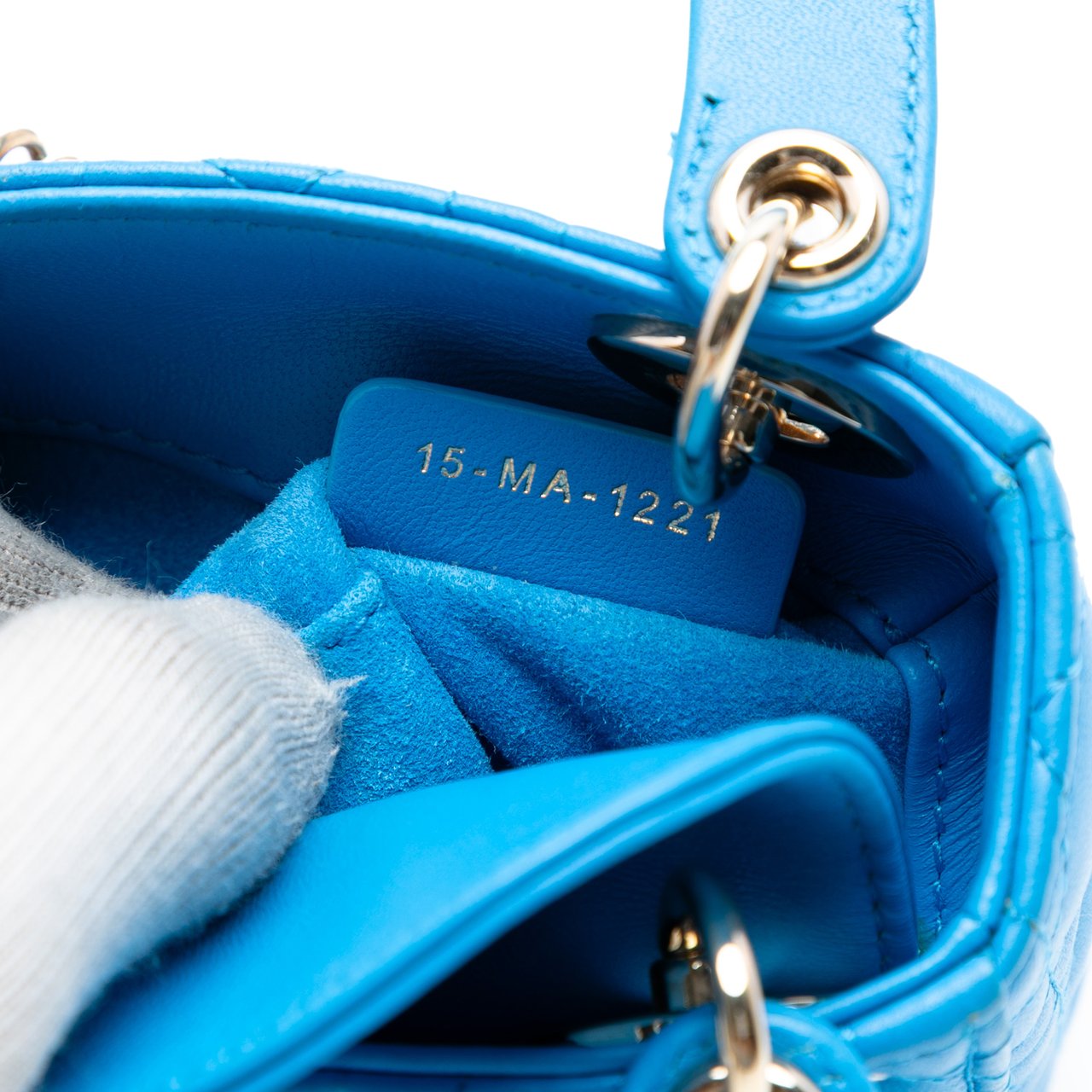 Dior Micro Lambskin Cannage Lady Dior Blauw