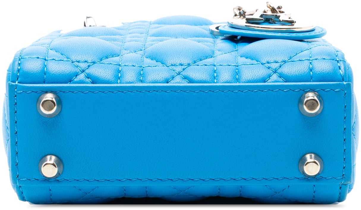 Dior Micro Lambskin Cannage Lady Dior Blauw