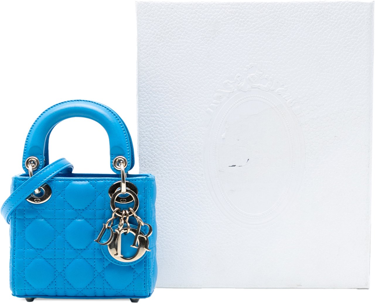 Dior Micro Lambskin Cannage Lady Dior Blauw