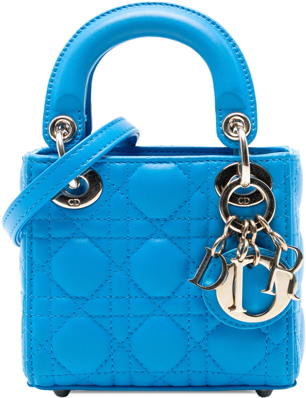 Dior Micro Lambskin Cannage Lady Dior Blauw