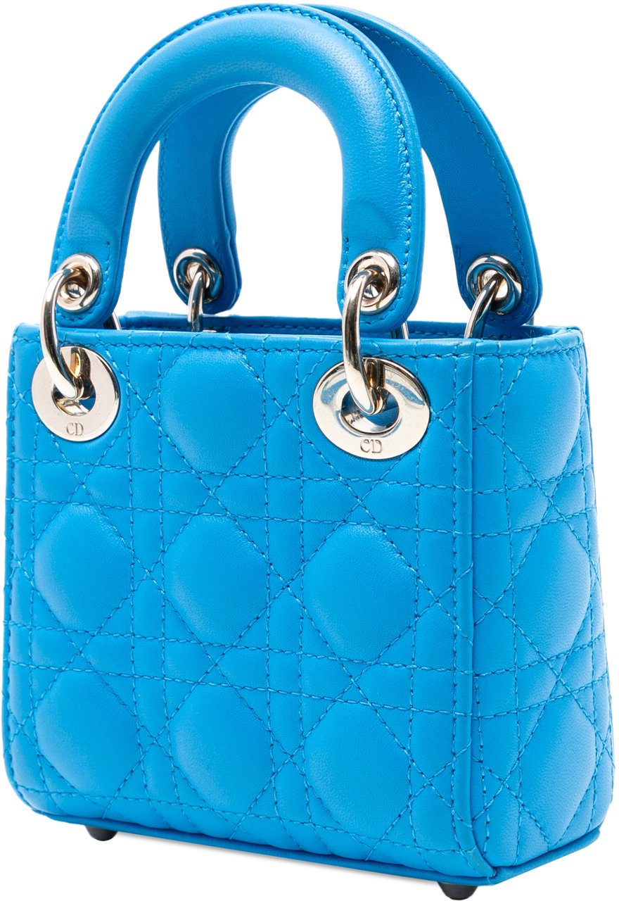 Dior Micro Lambskin Cannage Lady Dior Blauw