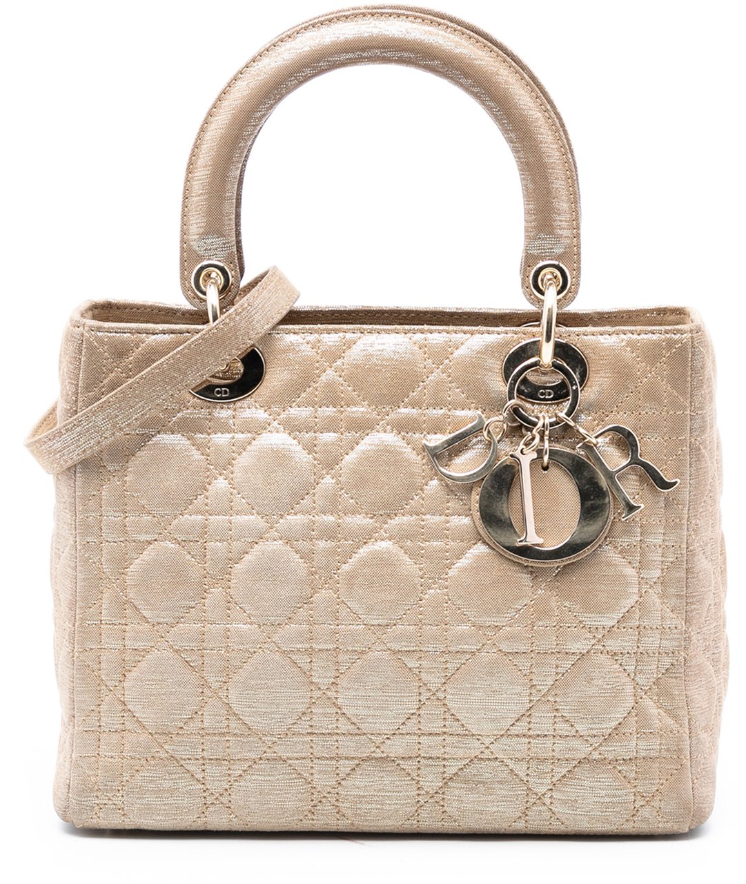 Dior Medium Iridescent Lambskin Cannage Lady Dior Goud