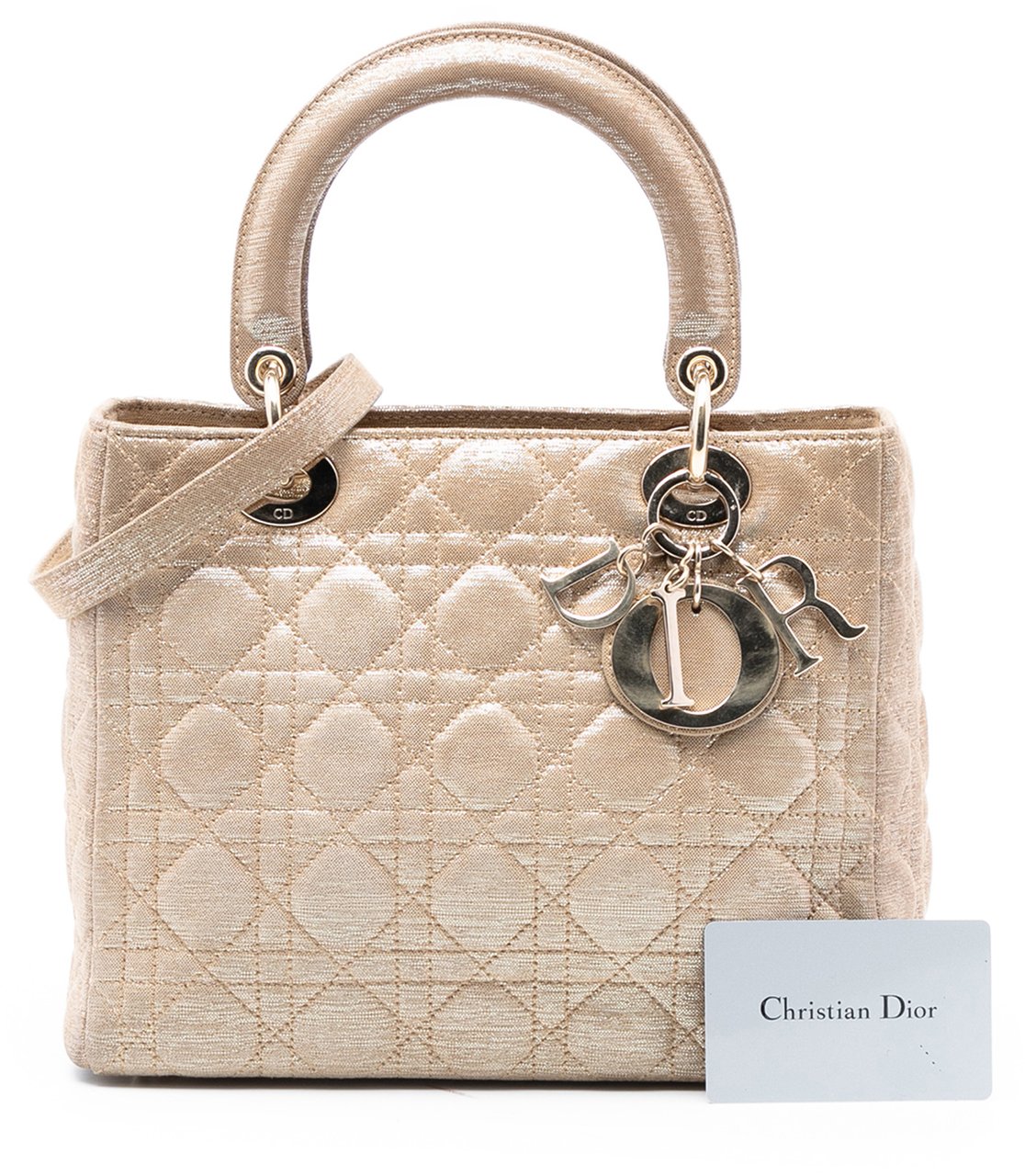 Dior Medium Iridescent Lambskin Cannage Lady Dior Goud