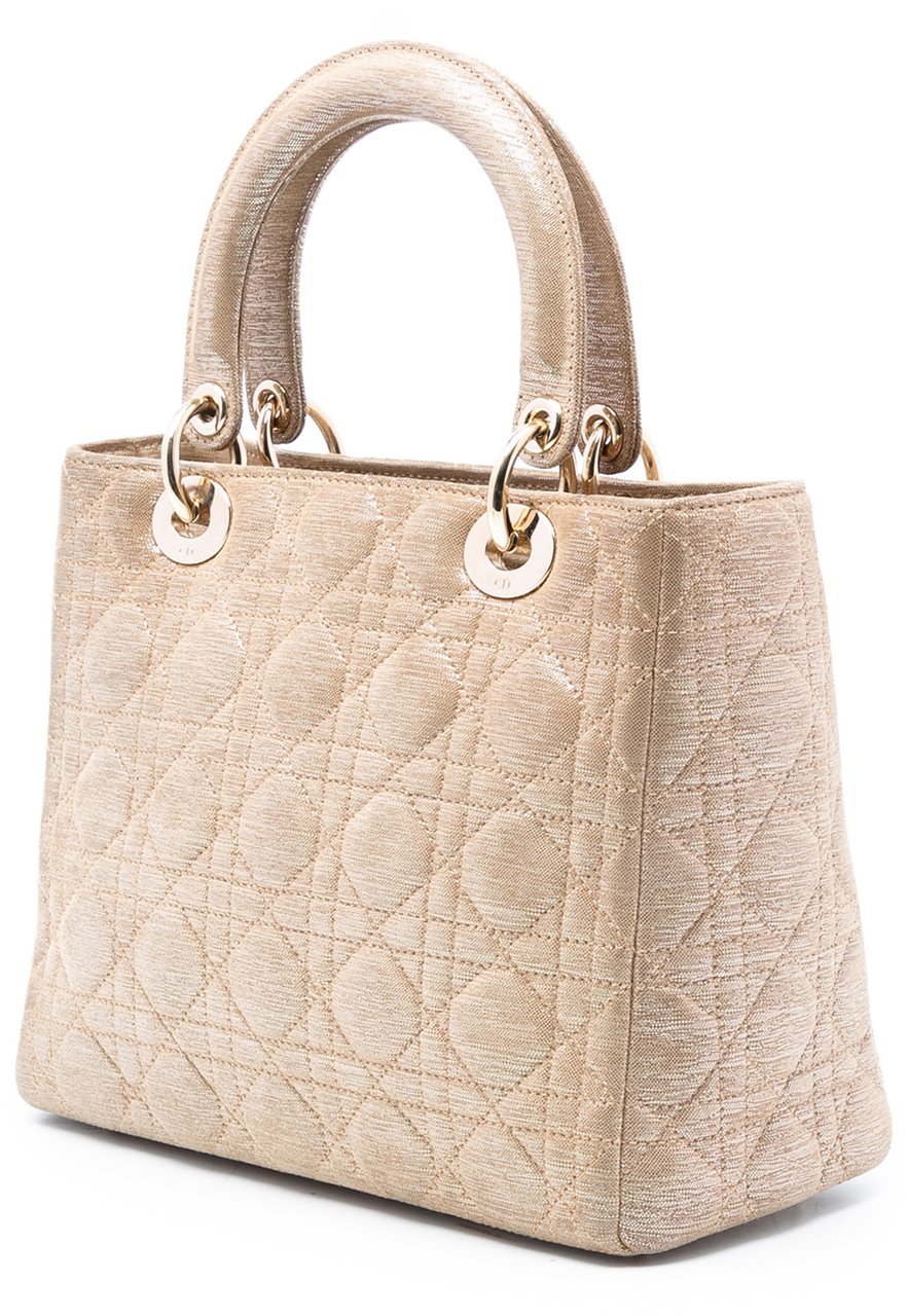 Dior Medium Iridescent Lambskin Cannage Lady Dior Goud