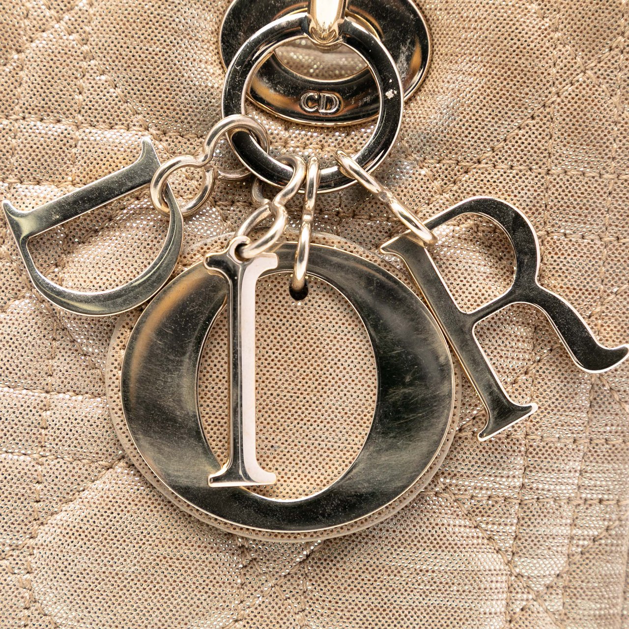 Dior Medium Iridescent Lambskin Cannage Lady Dior Goud