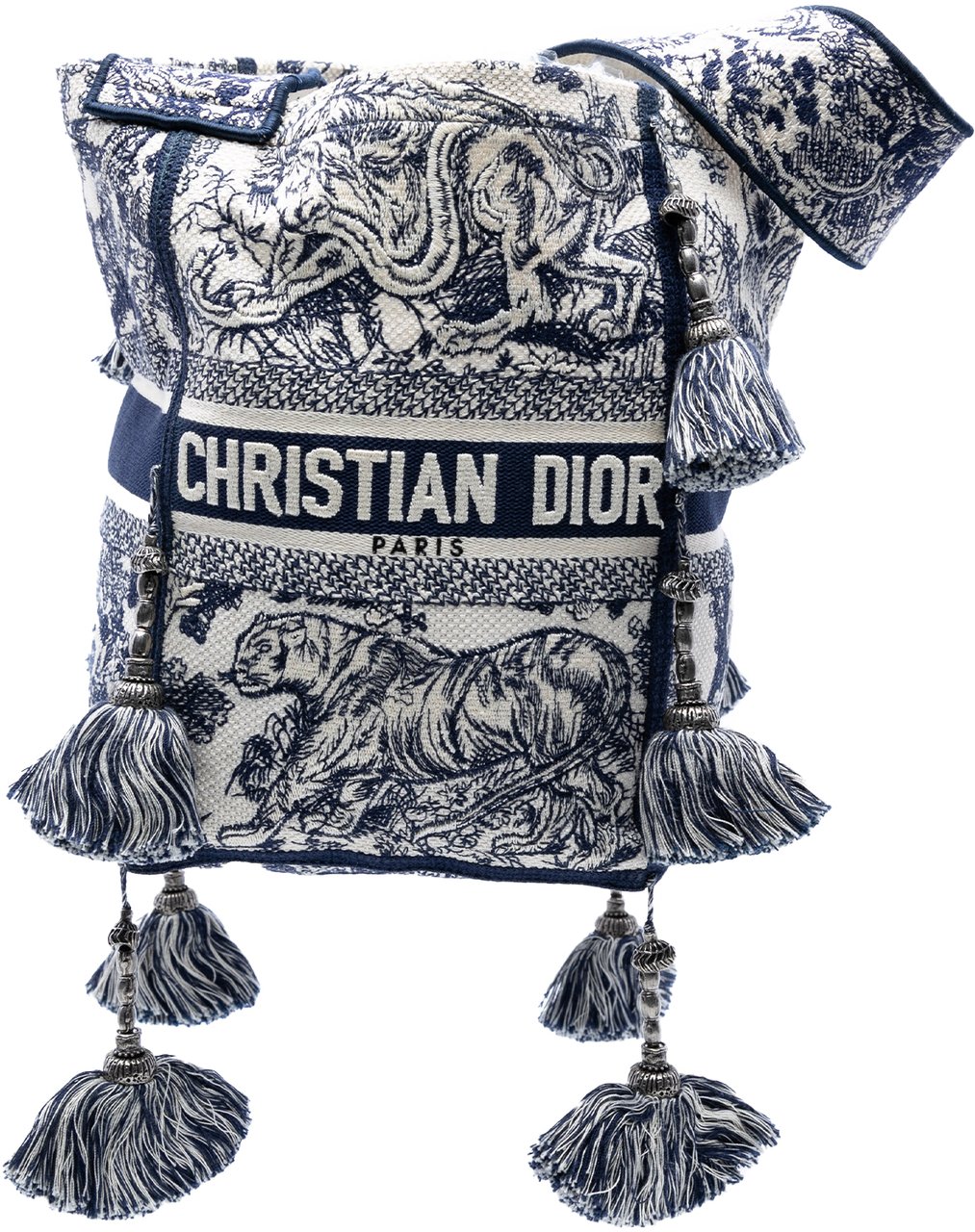 Dior Canvas Embroidered Toile De Jouy D Bubble Bucket Bag Blauw