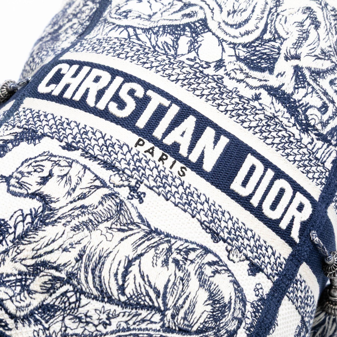 Dior Canvas Embroidered Toile De Jouy D Bubble Bucket Bag Blauw