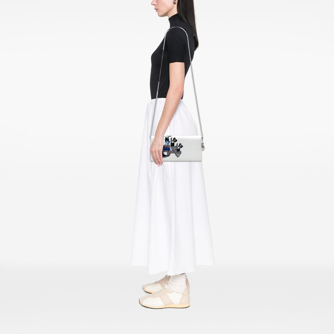 Dior Leather Patch Embellished Clutch on Chain Wit