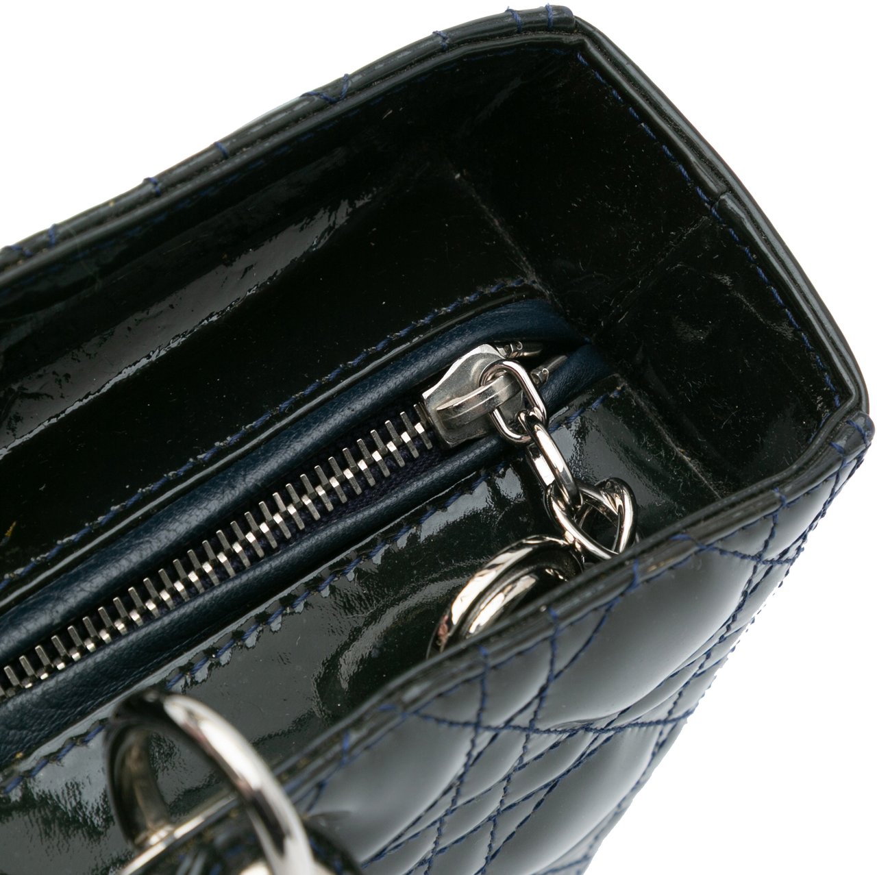Dior Large Patent Cannage Lady Dior Groen