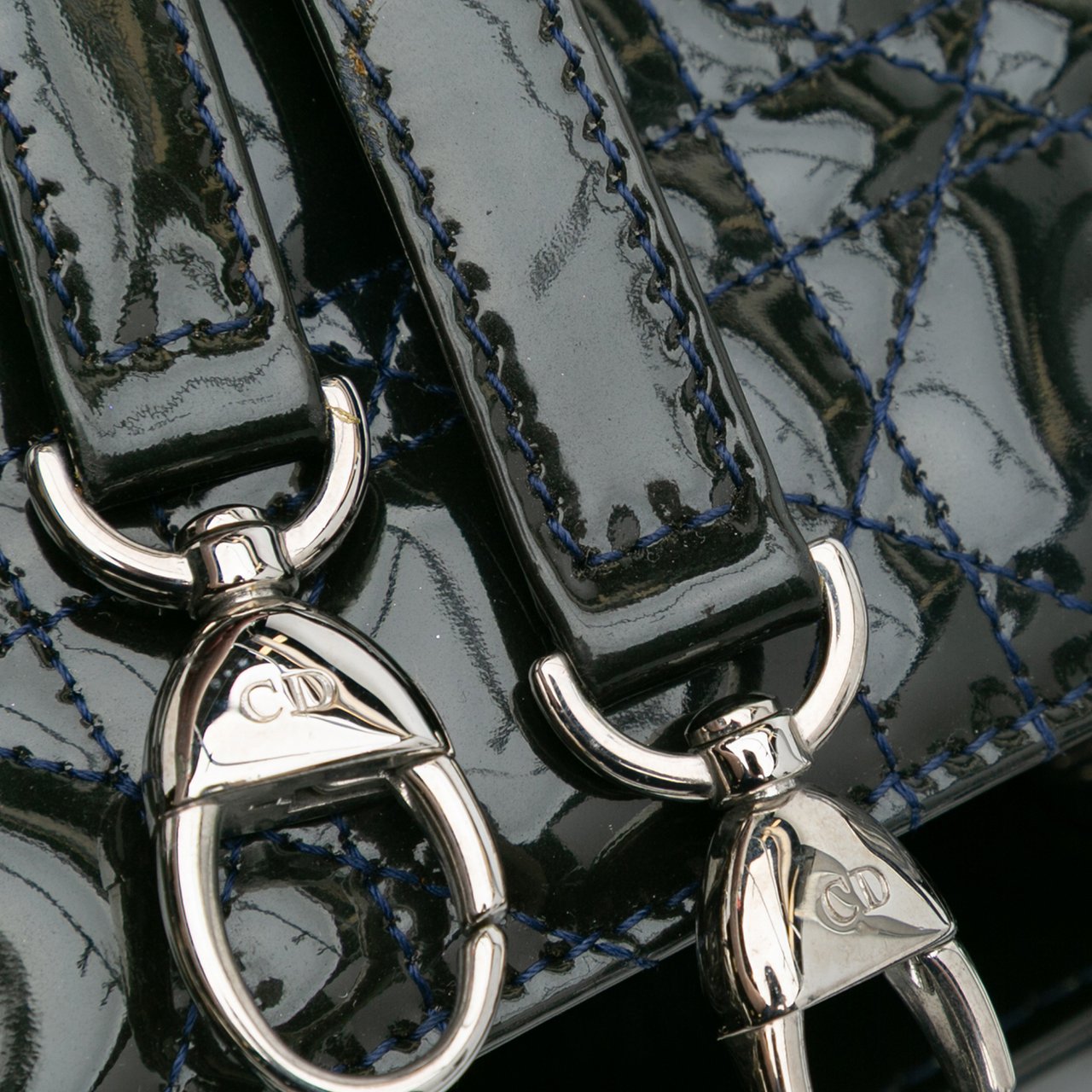 Dior Large Patent Cannage Lady Dior Groen