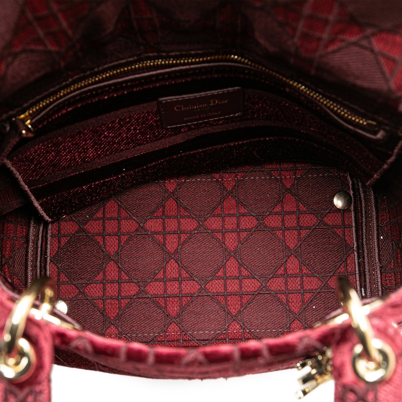 Dior Medium Velvet Cannage Lady D Lite Rood