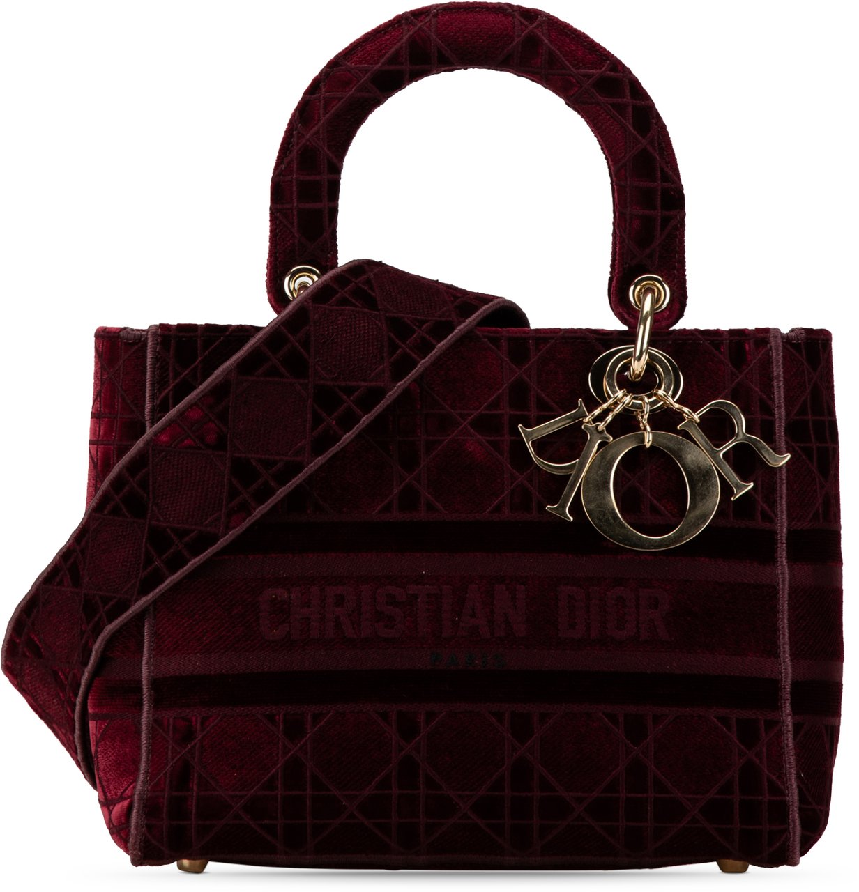 Dior Medium Velvet Cannage Lady D Lite Rood