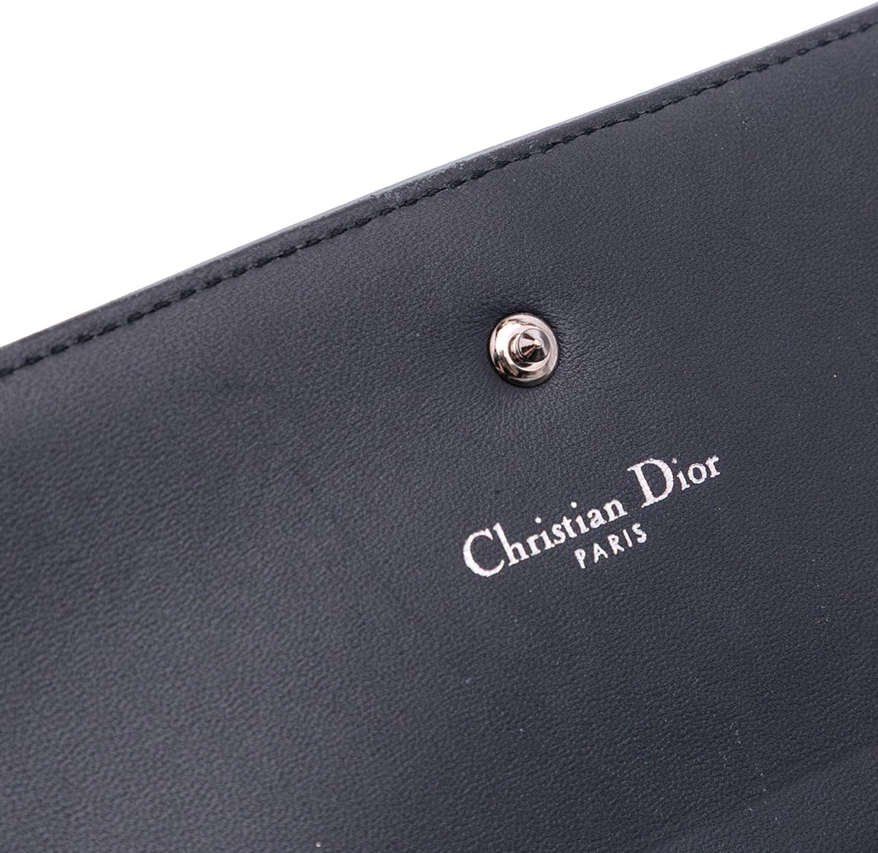 Dior Metallic Patent Microcannage Diorama Wallet on Chain Blauw