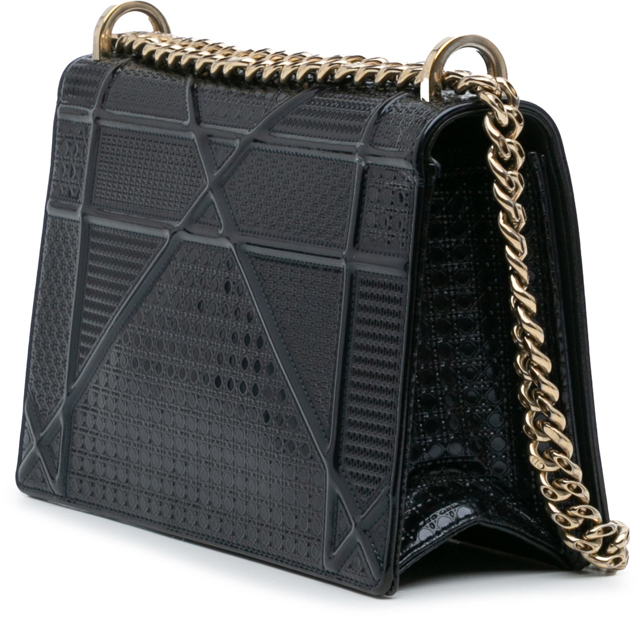 Dior Medium Patent Microcannage Diorama Flap Blauw