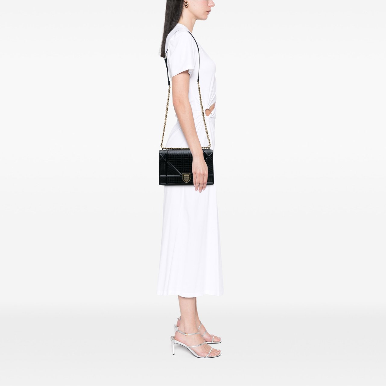 Dior Medium Patent Microcannage Diorama Flap Blauw