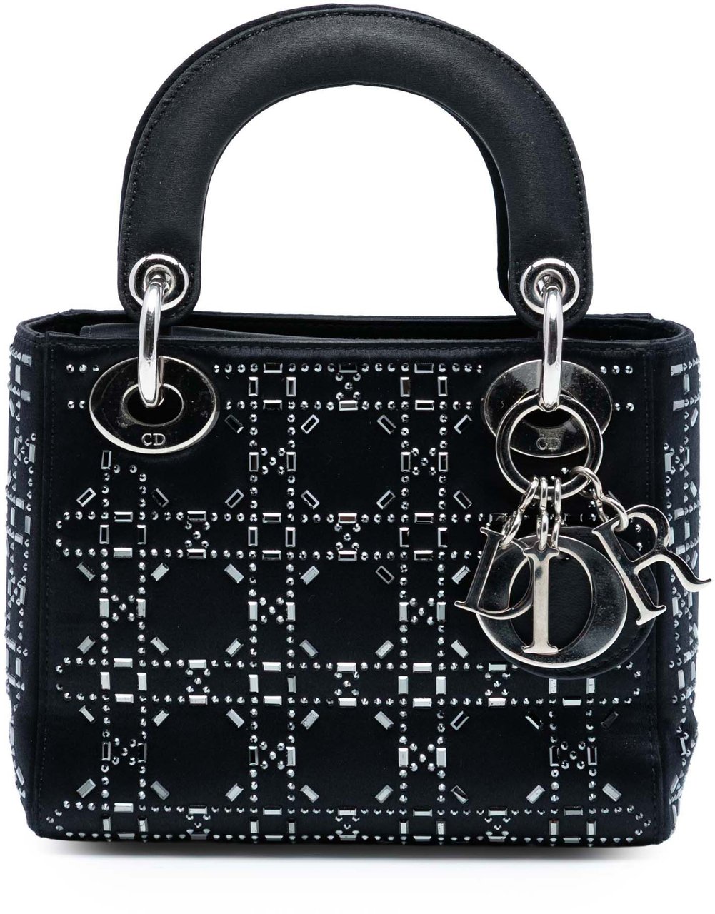 Dior Mini Satin Cannage Strass Crystal Embellished Lady Dior Zwart