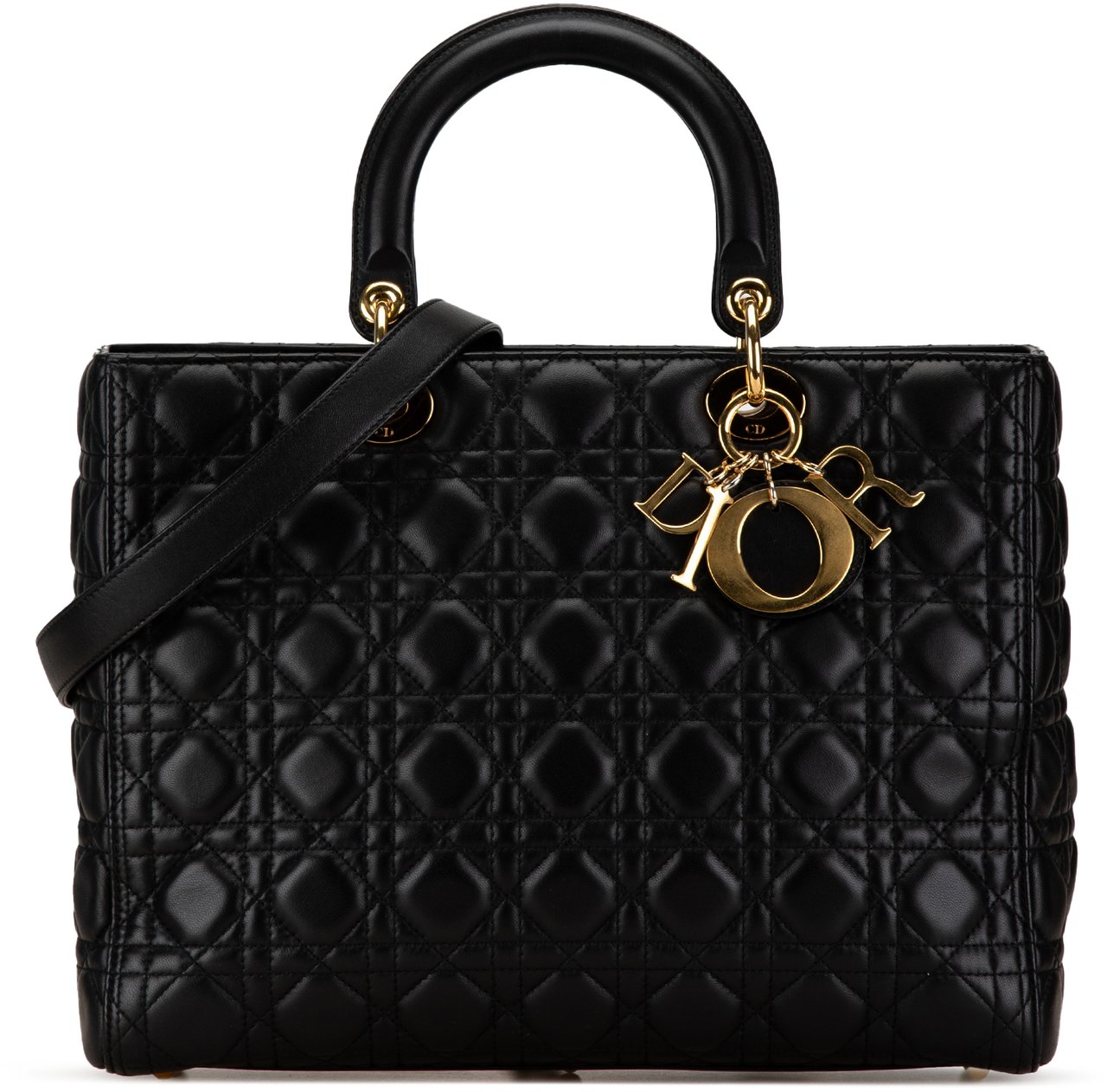 Dior Large Lambskin Cannage Lady Dior Zwart