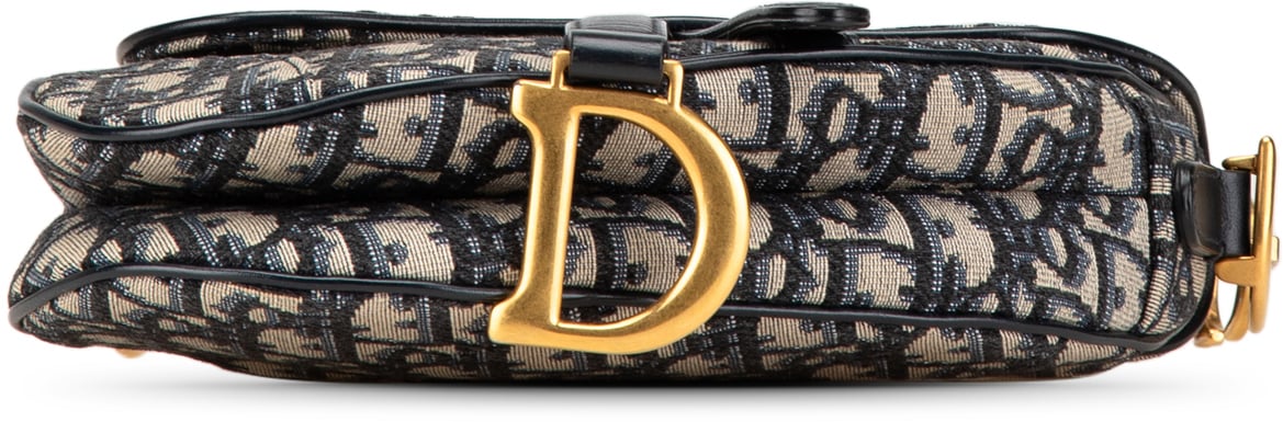 Dior Mini Oblique Canvas Saddle Bag Blauw