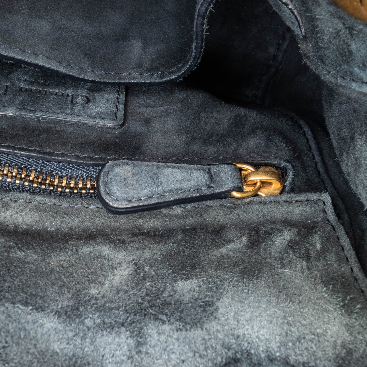 Dior Mini Denim Cannage Studded Supple Lady Dior Blauw