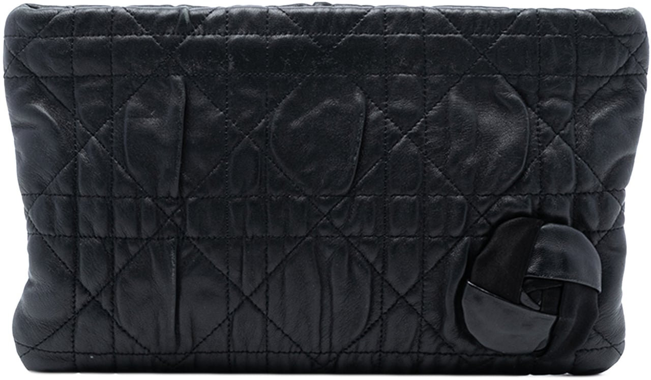 Dior Calfskin Cannage Rose Clutch Zwart