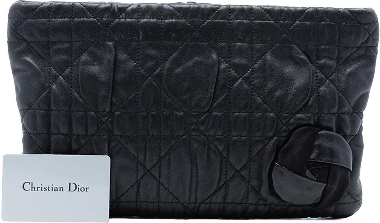 Dior Calfskin Cannage Rose Clutch Zwart