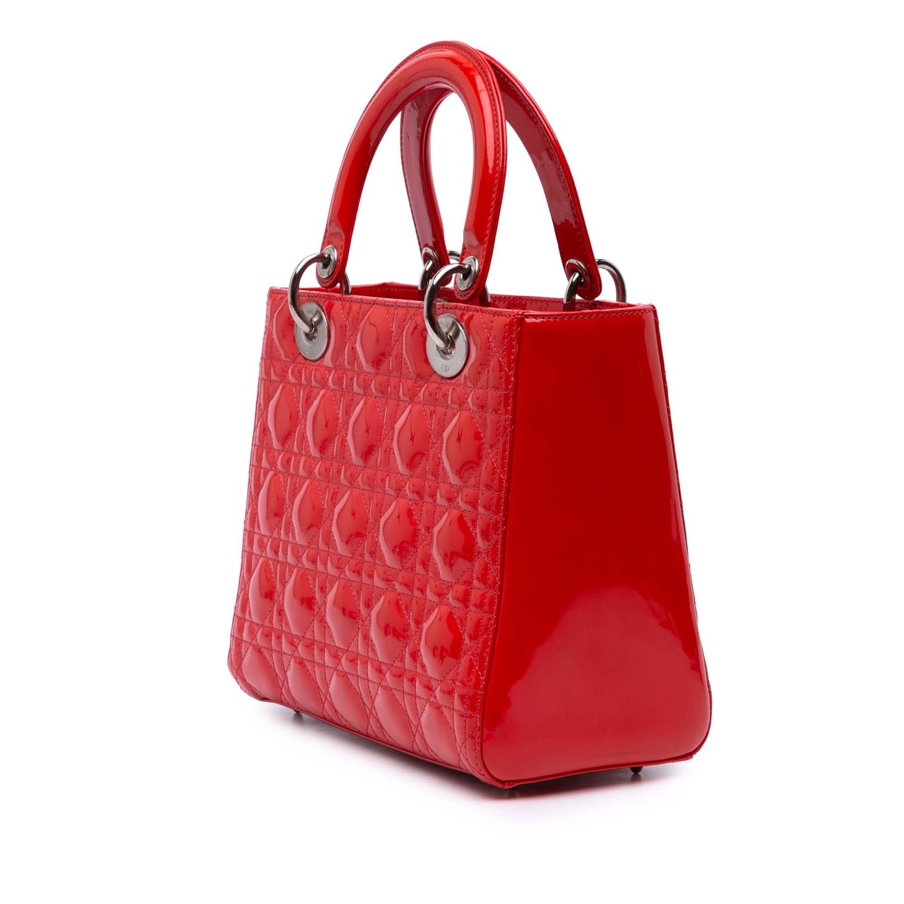 Dior Medium Patent Cannage Whipstitch Lady Dior Rood
