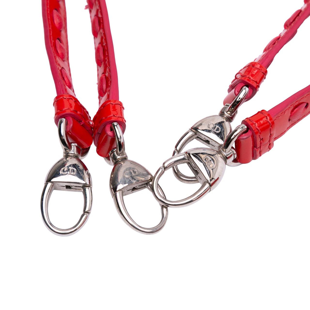 Dior Medium Patent Cannage Whipstitch Lady Dior Rood
