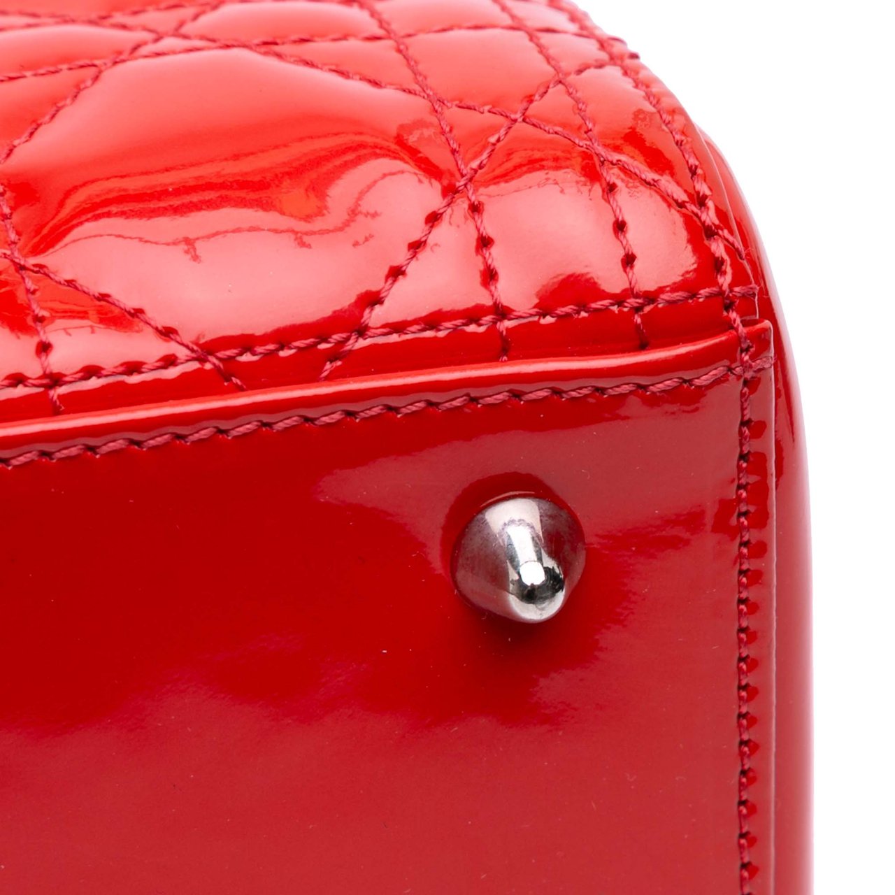 Dior Medium Patent Cannage Whipstitch Lady Dior Rood