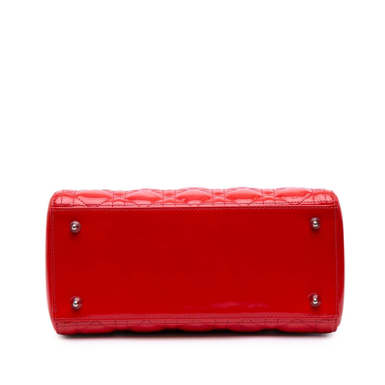 Dior Medium Patent Cannage Whipstitch Lady Dior Rood