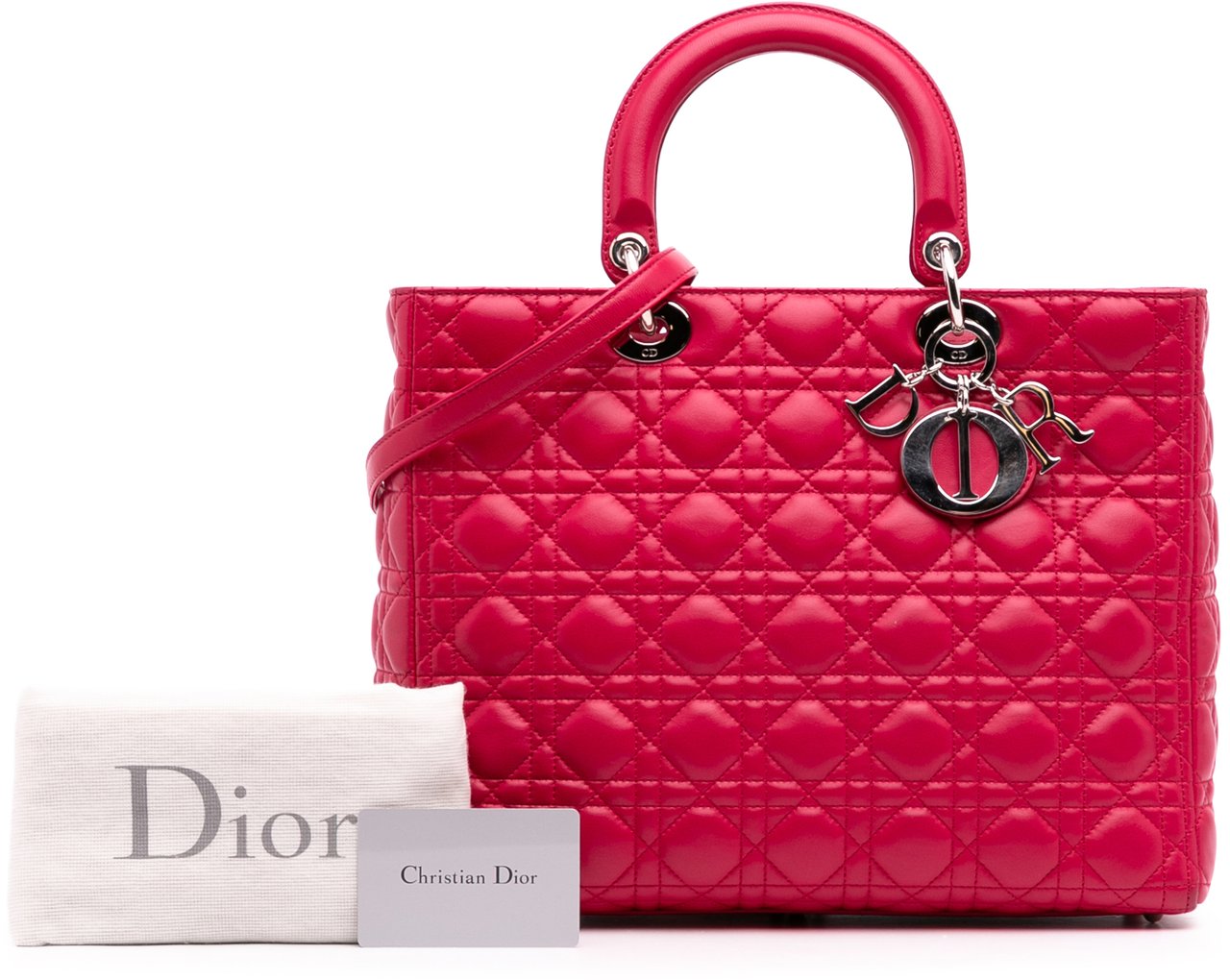 Dior Large Lambskin Cannage Lady Dior Roze