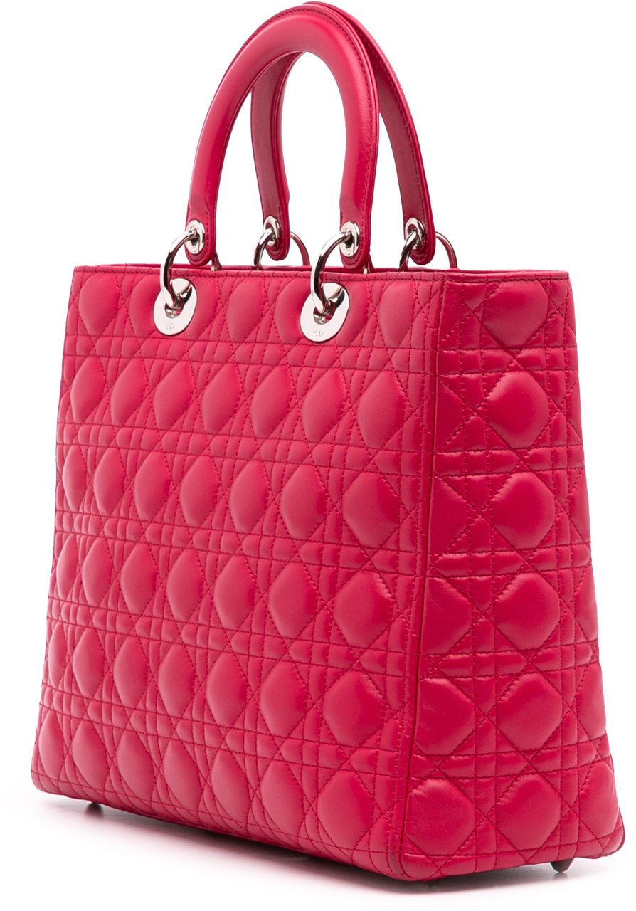 Dior Large Lambskin Cannage Lady Dior Roze