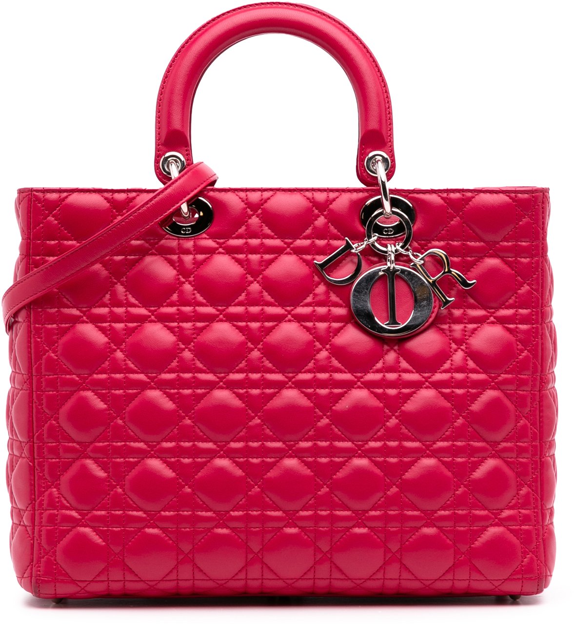 Dior Large Lambskin Cannage Lady Dior Roze