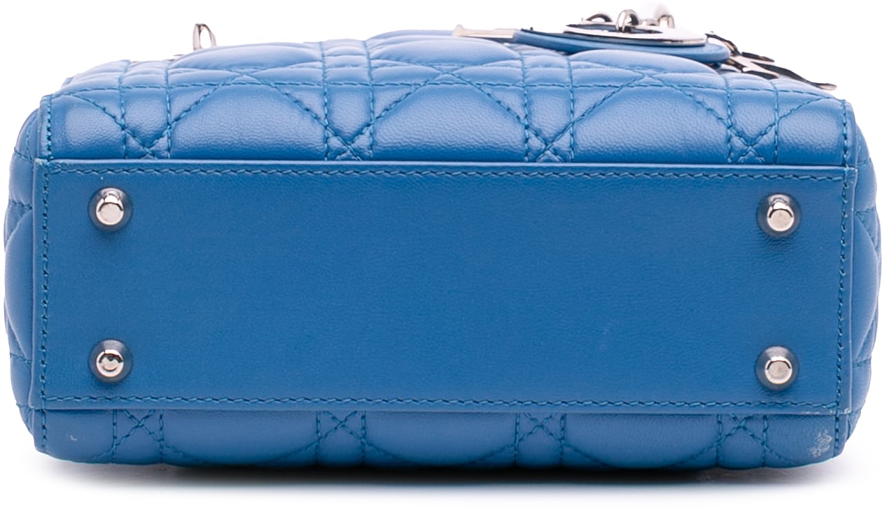 Dior Mini Lambskin Cannage Lady Dior Blauw