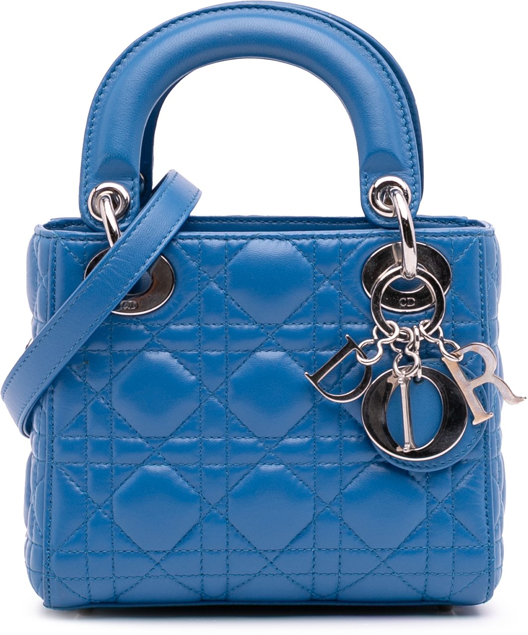 Dior Mini Lambskin Cannage Lady Dior Blauw