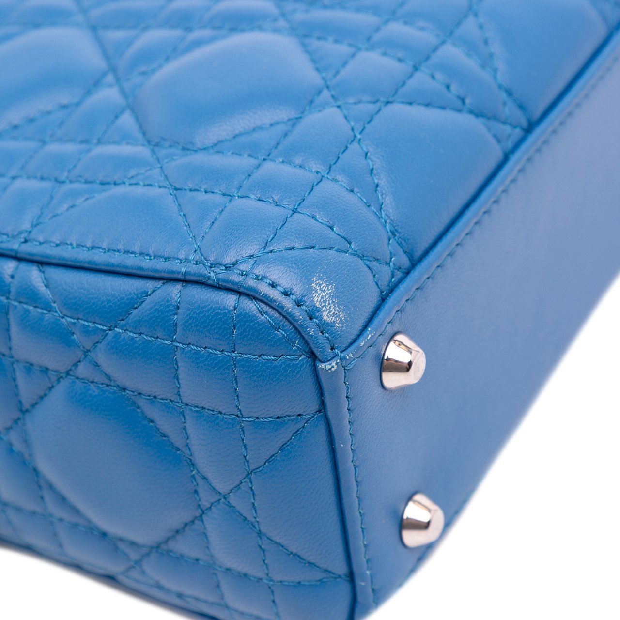 Dior Mini Lambskin Cannage Lady Dior Blauw