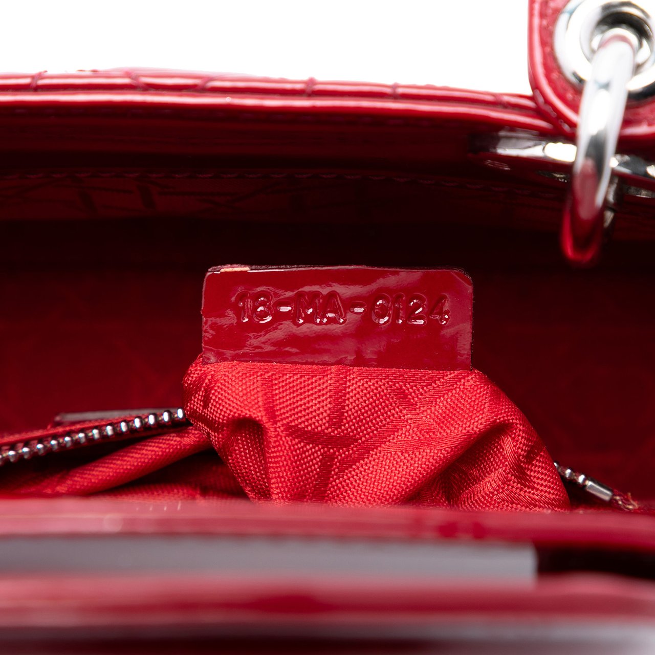 Dior Mini Patent Cannage Lady Dior Rood