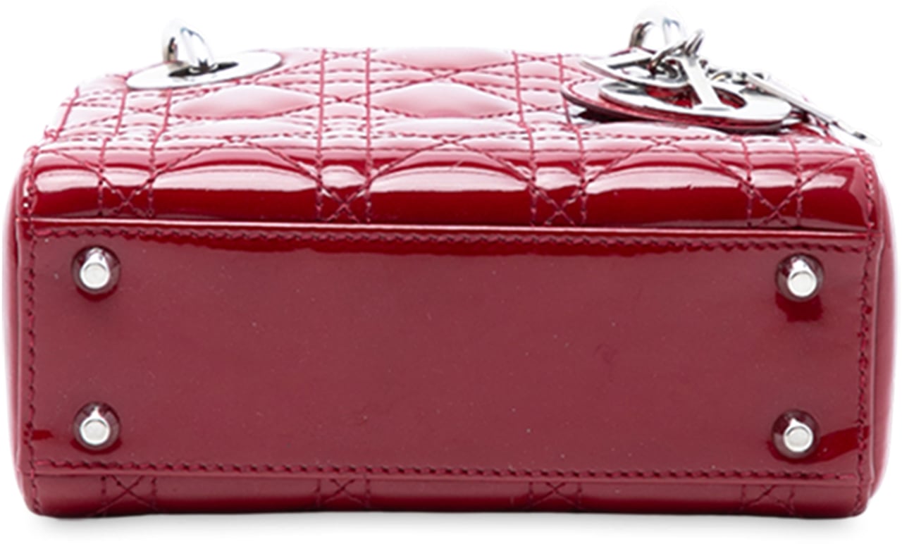 Dior Mini Patent Cannage Lady Dior Rood