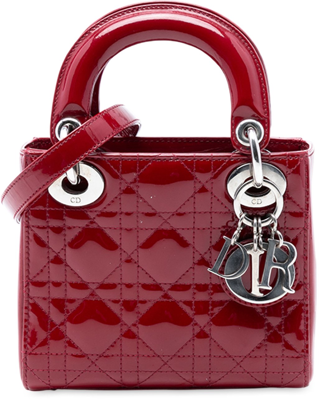 Dior Mini Patent Cannage Lady Dior Rood