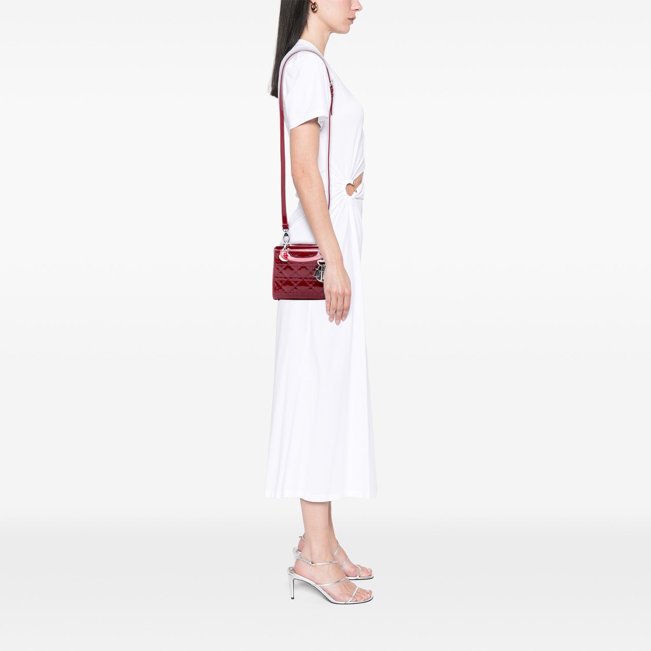 Dior Mini Patent Cannage Lady Dior Rood