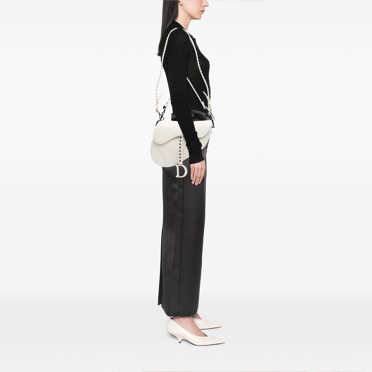 Dior Studded Leather Saddle Bag Wit