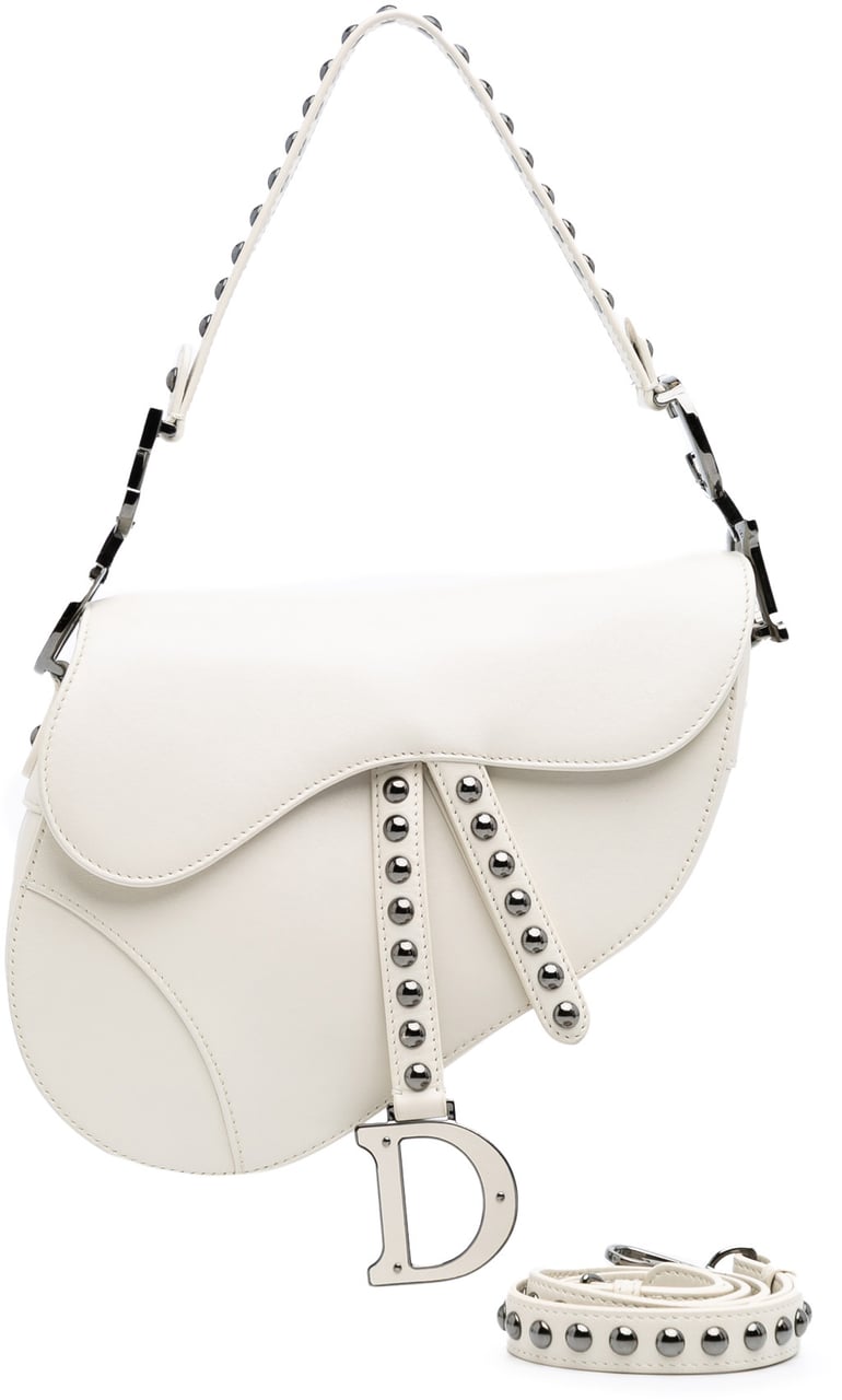 Dior Studded Leather Saddle Bag Wit