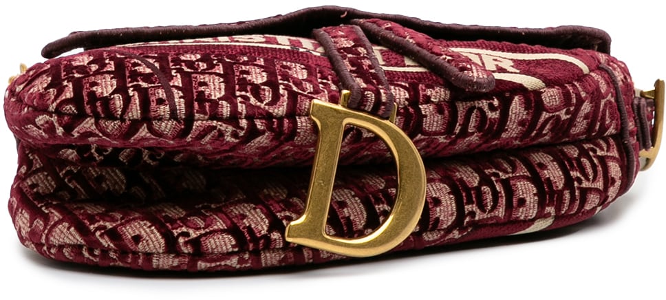 Dior Oblique Velvet Embroidered Saddle Bag Rood
