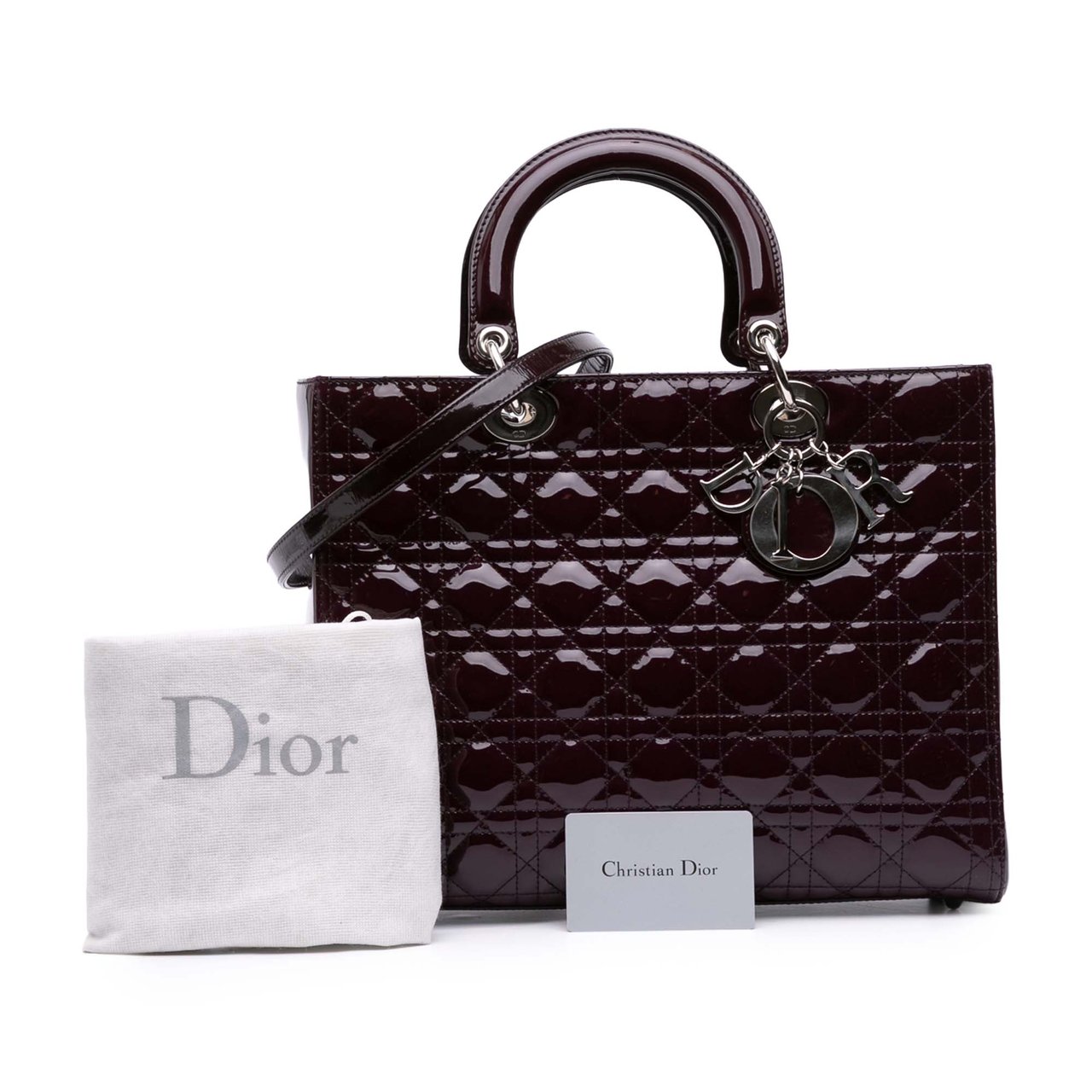 Dior Large Patent Cannage Lady Dior Paars