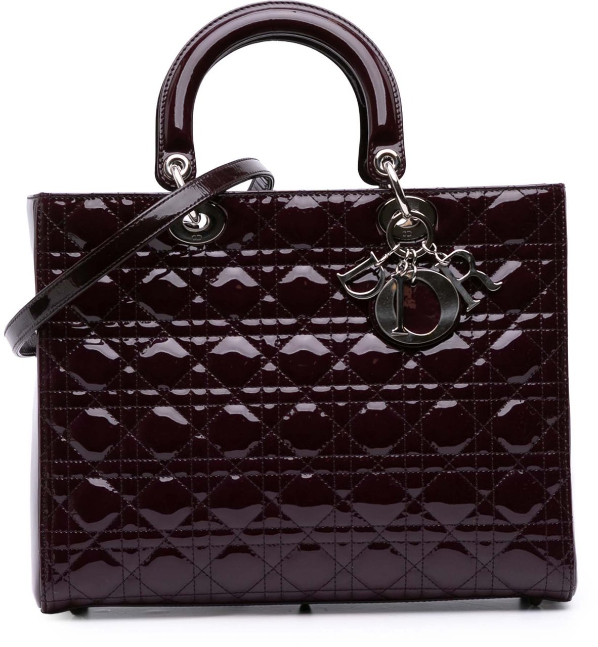 Dior Large Patent Cannage Lady Dior Paars