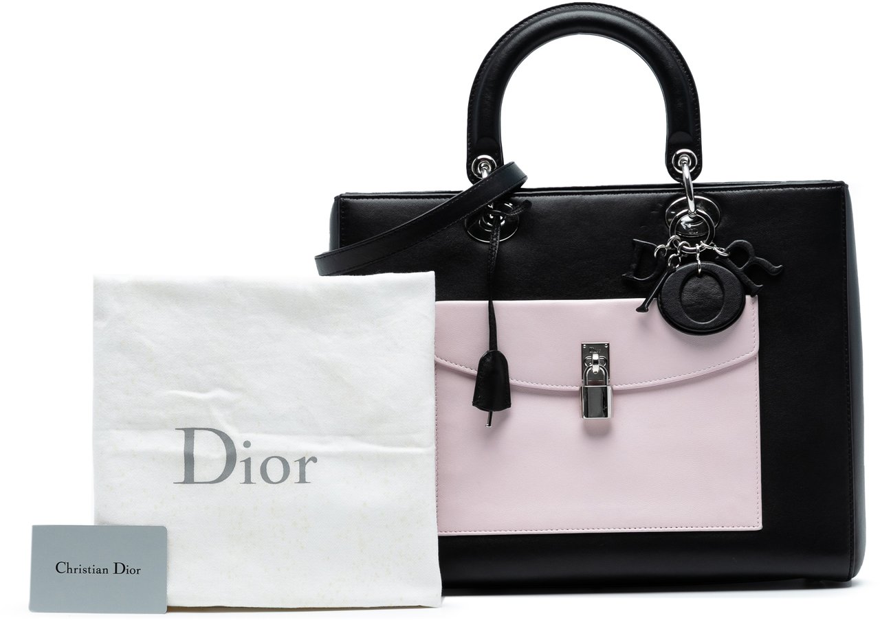 Dior Large Calfskin Pocket Tote Lady Dior Zwart
